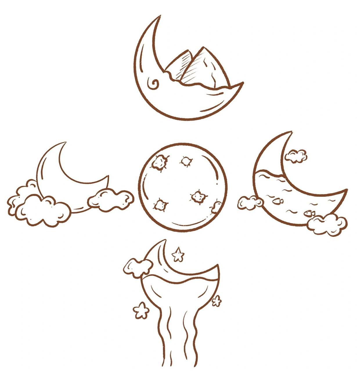 简笔画|月亮简笔画 弯弯的月亮天上挂,月亮真的很温柔 今天小盒给大家