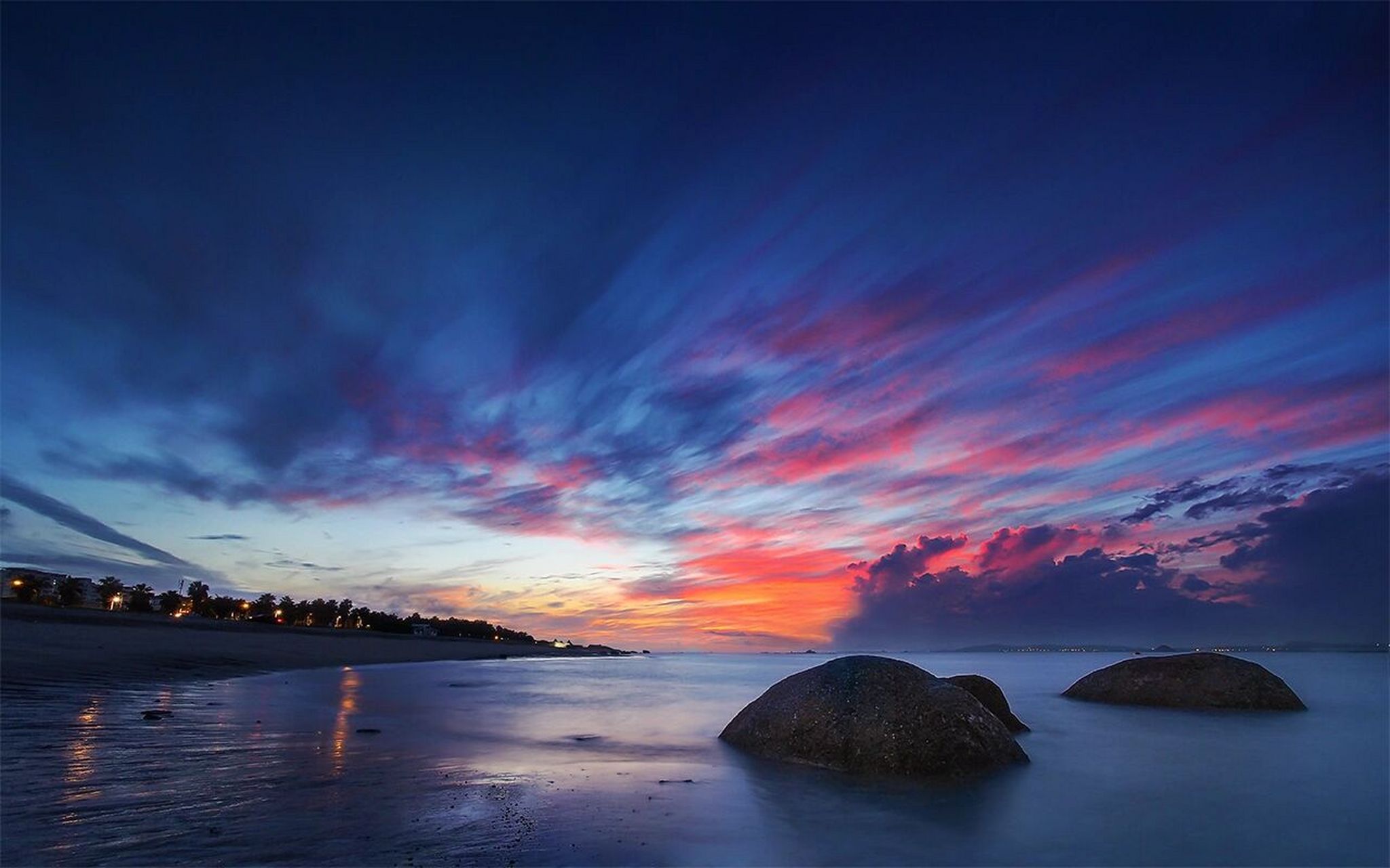 厦门黄厝海滨日出火烧云