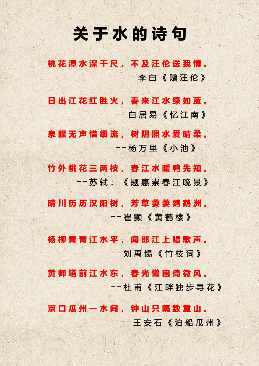 写小说素材—关于水的诗句