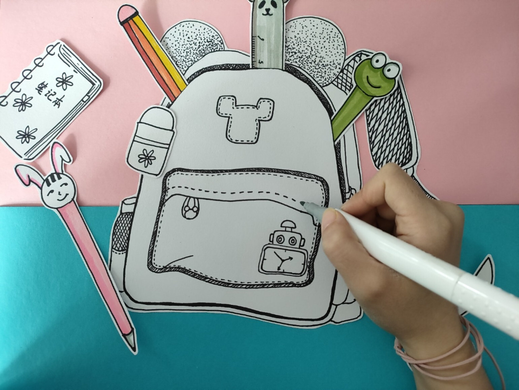 《文具的家》 文具写生类课题,摆好小书包一起来画画吧😄