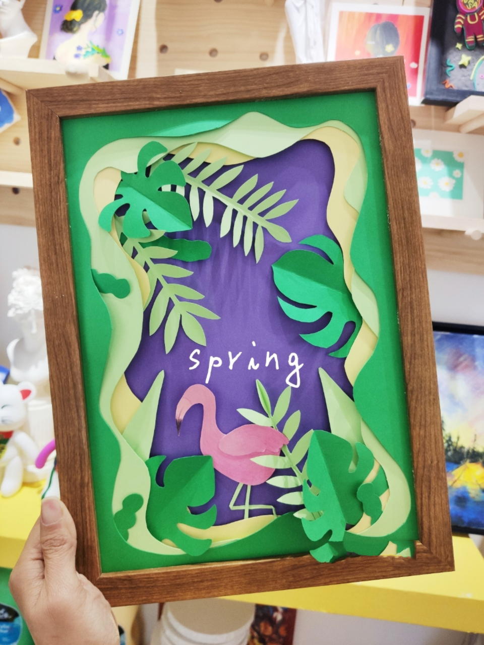 手工剪纸‖彩色卡纸制作立体剪纸画 9295藏在彩色卡纸里的春意