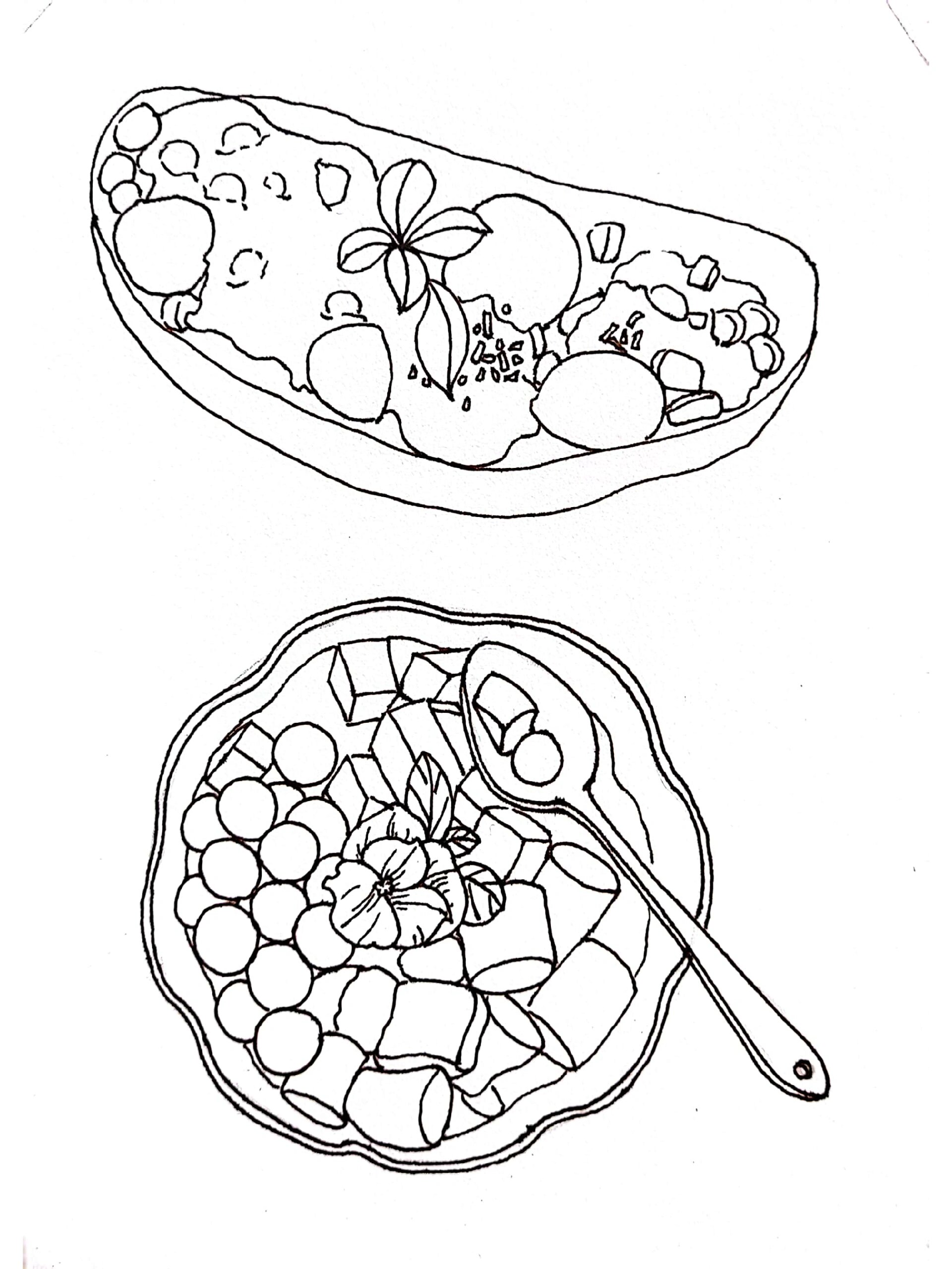 水彩手绘美食芋圆西米露