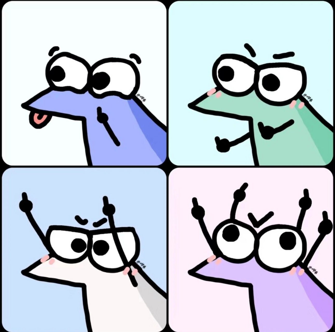 可爱搞怪文明四人头像09 直接互掐 原作者:哔布(bibuu)