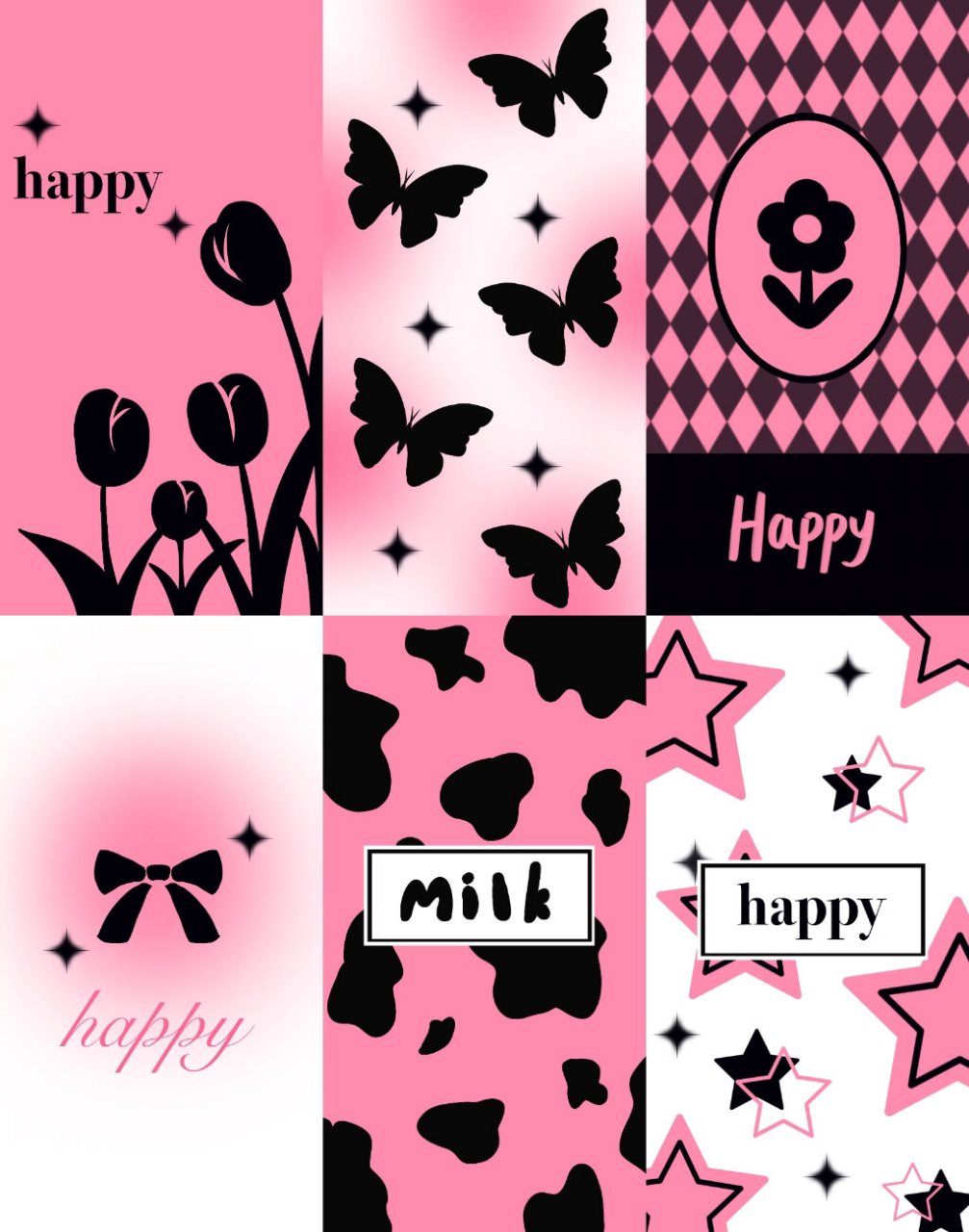 原创壁纸第7⃣️期|黑粉系列甜酷辣妹少女心 可授权 壁纸自截