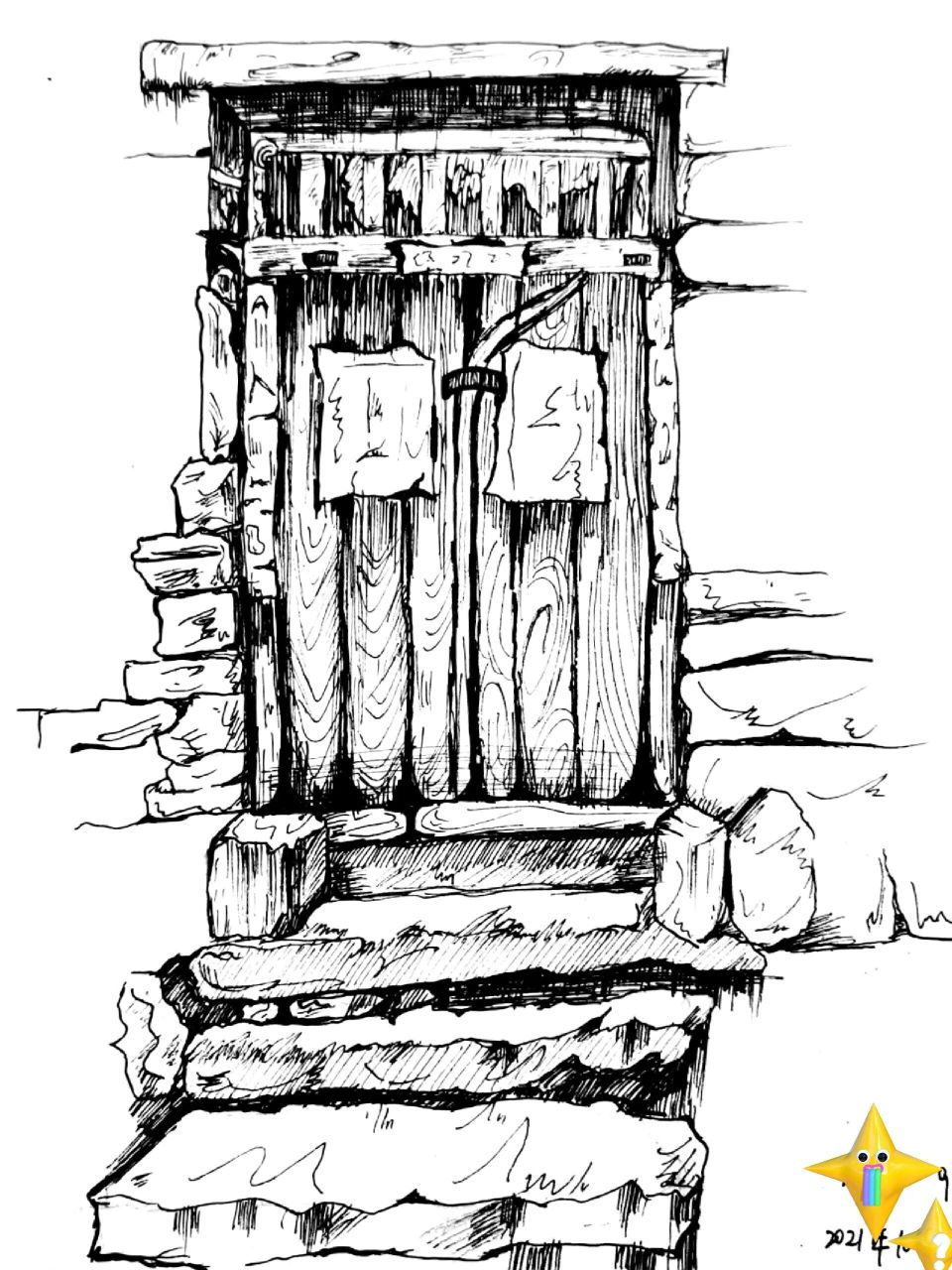 风景速写/图片扫描 七七八八的速写作业 图4是去怀化市皇都侗族写生画