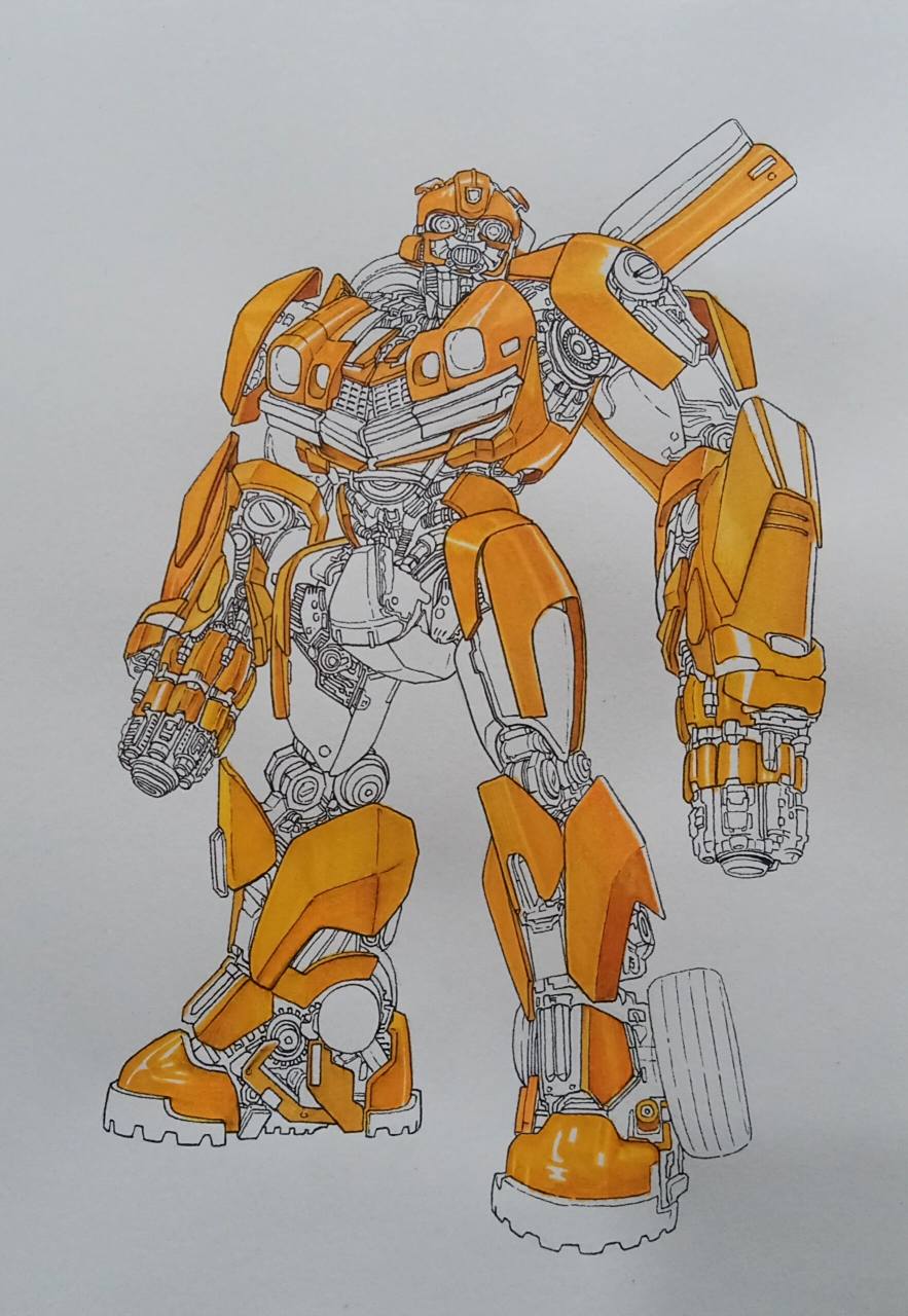 马克笔手绘大黄蜂    尺寸:a4 工具:touch 马克笔动漫80色,水彩纸