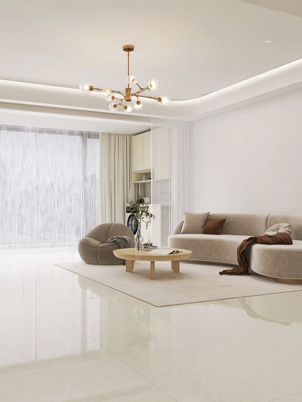 暖暖的家,坚持米白色大理石瓷砖,效果不错 瓷砖属于装修主材,是装修