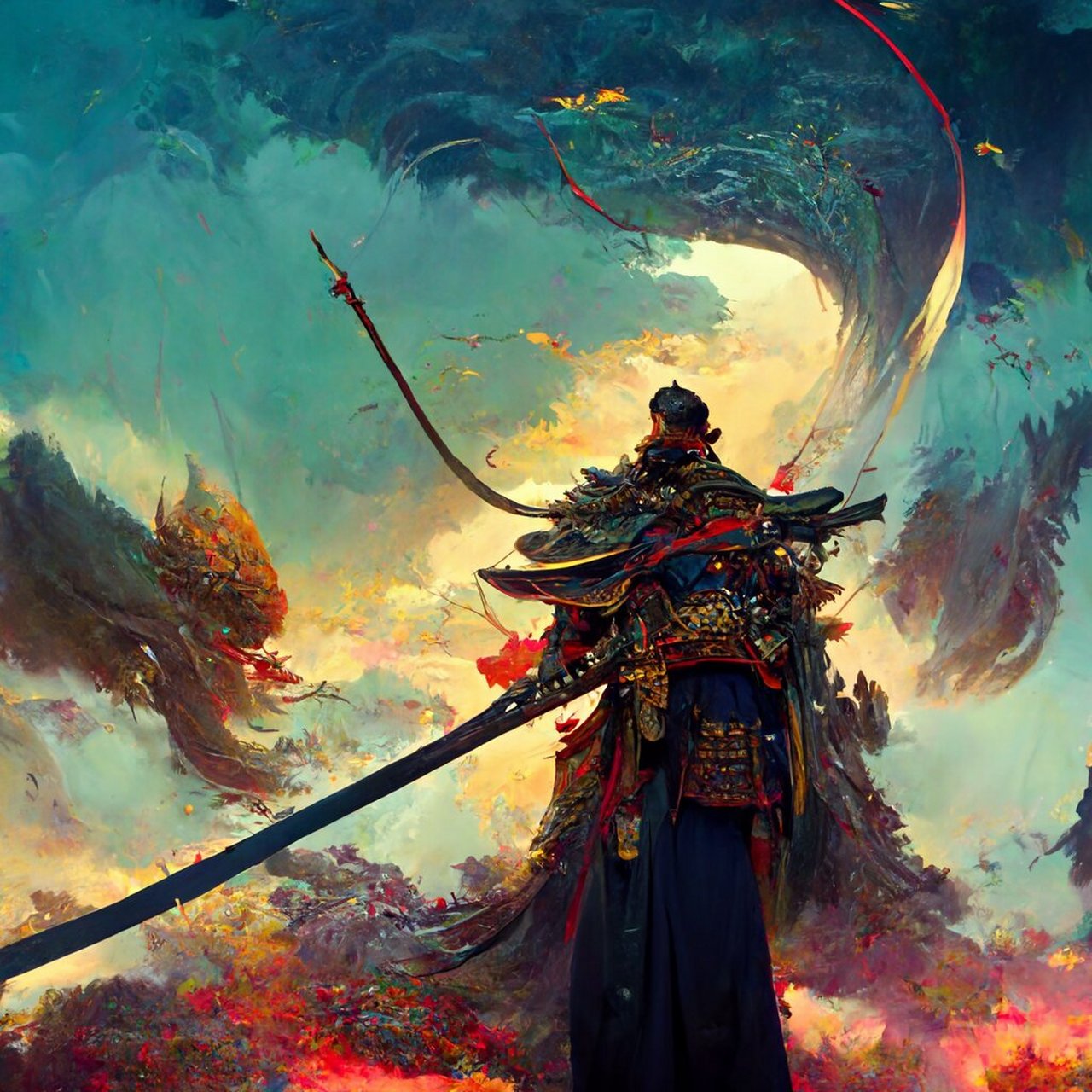 将军百战身名裂 向河梁 回头万里 故人长绝 用ai作画画的古代将军原画