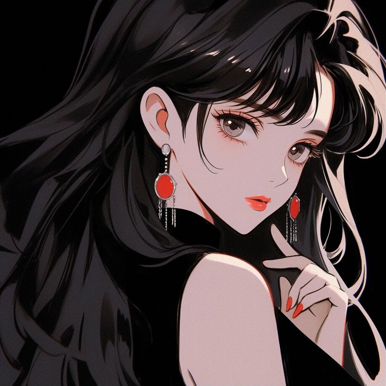 御姐气场美貌的黑色系|女生必备头像