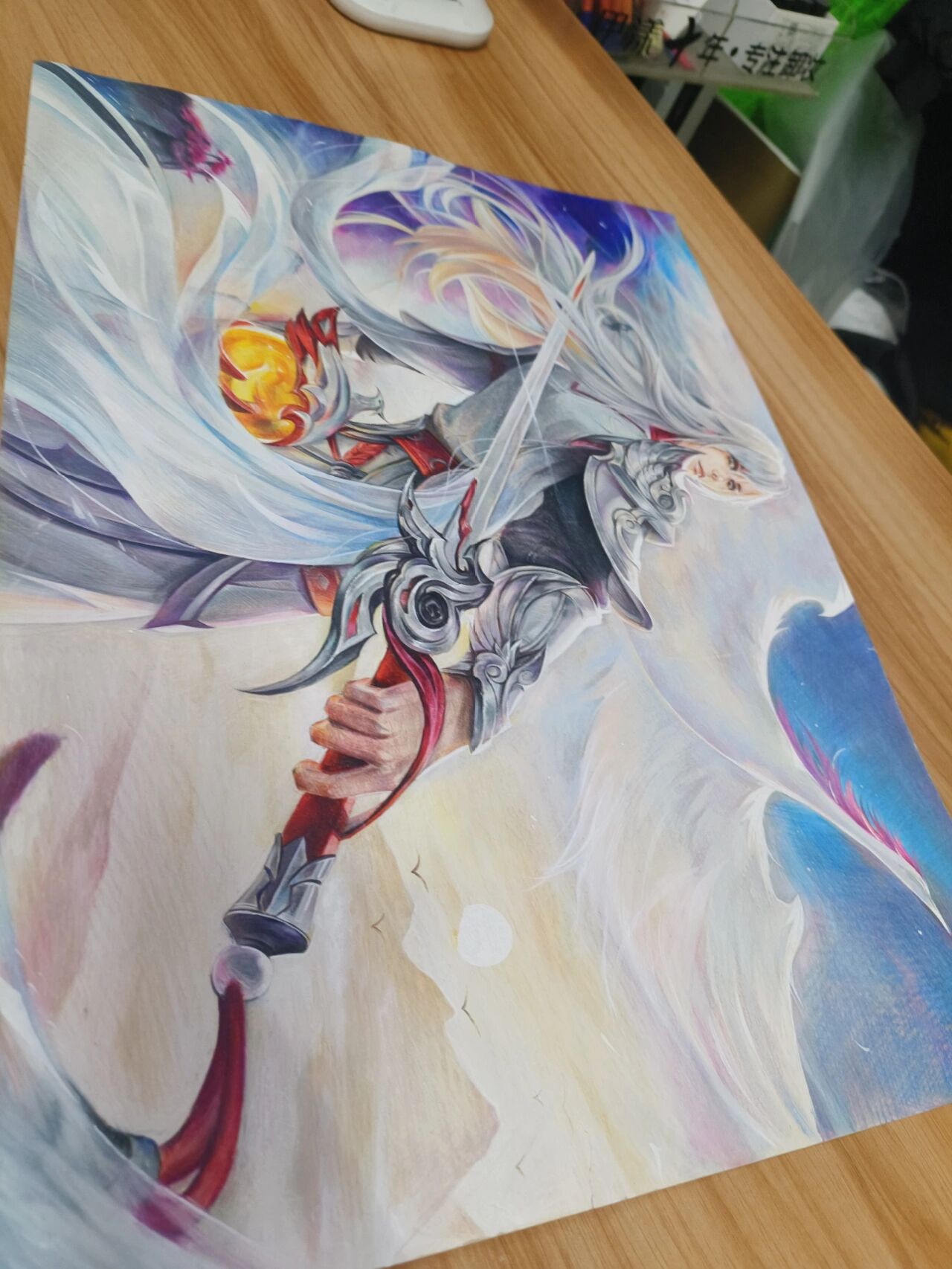 王者荣耀李白凤求凰绘画彩铅手绘