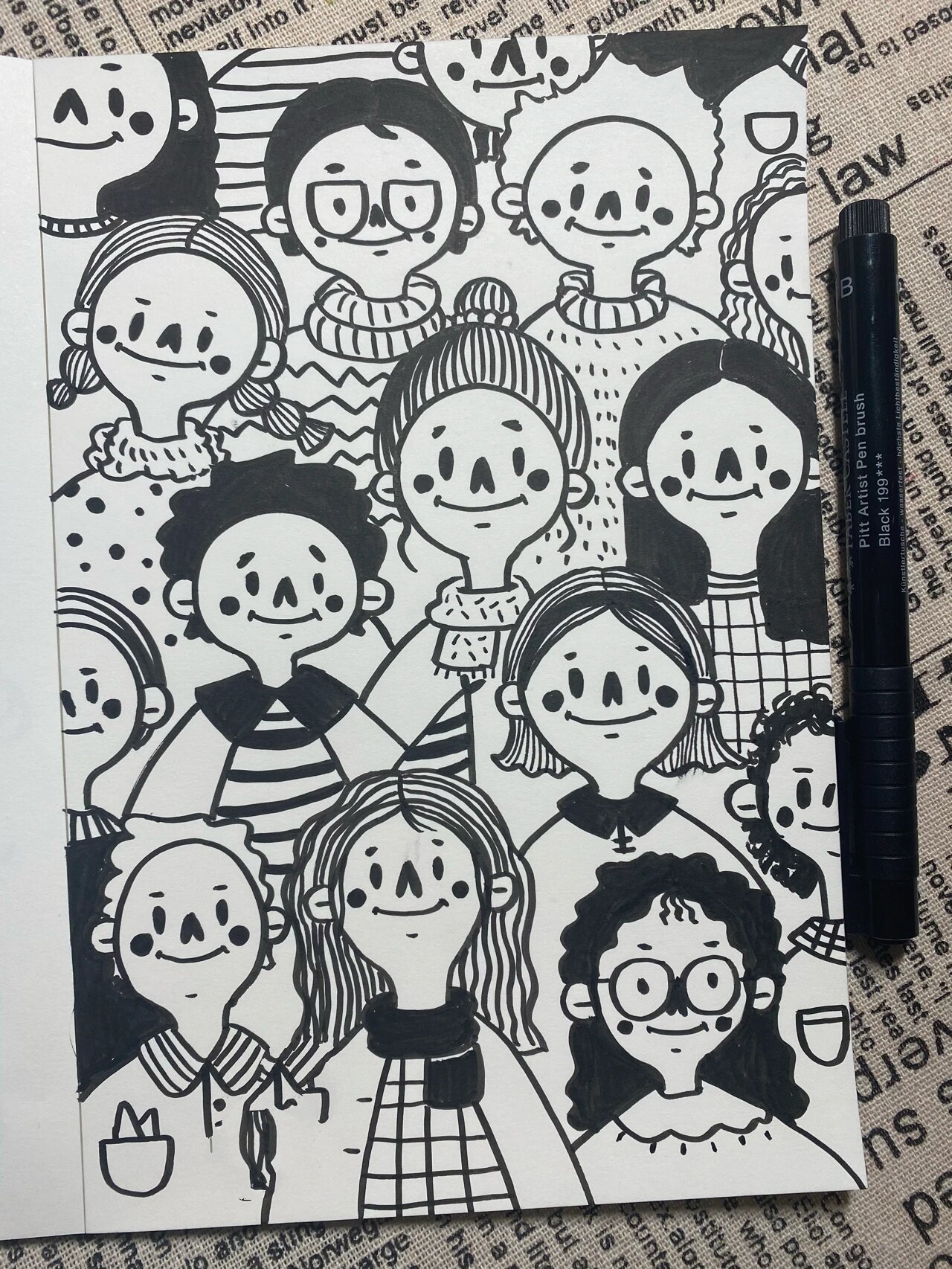 手绘 涂鸦 人物 黑白