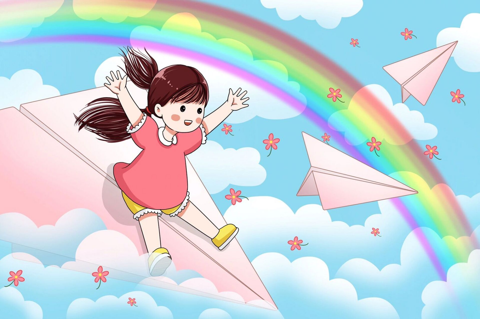 红衣女孩的童年 夏日滤镜 97今天分享一波漂亮的六一儿童节主题插画