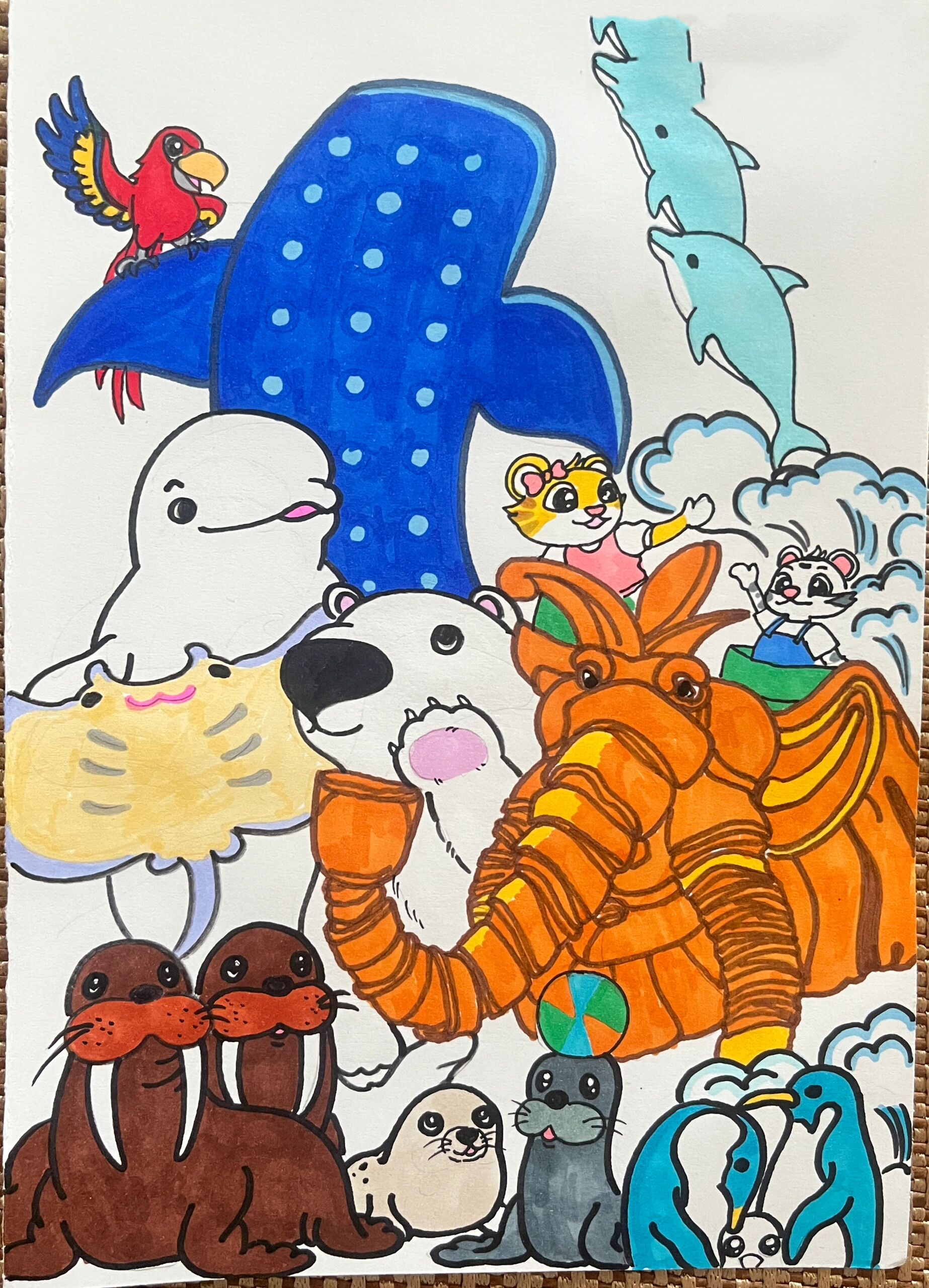 e麻麻手绘🌈长隆海洋王国动物大集合