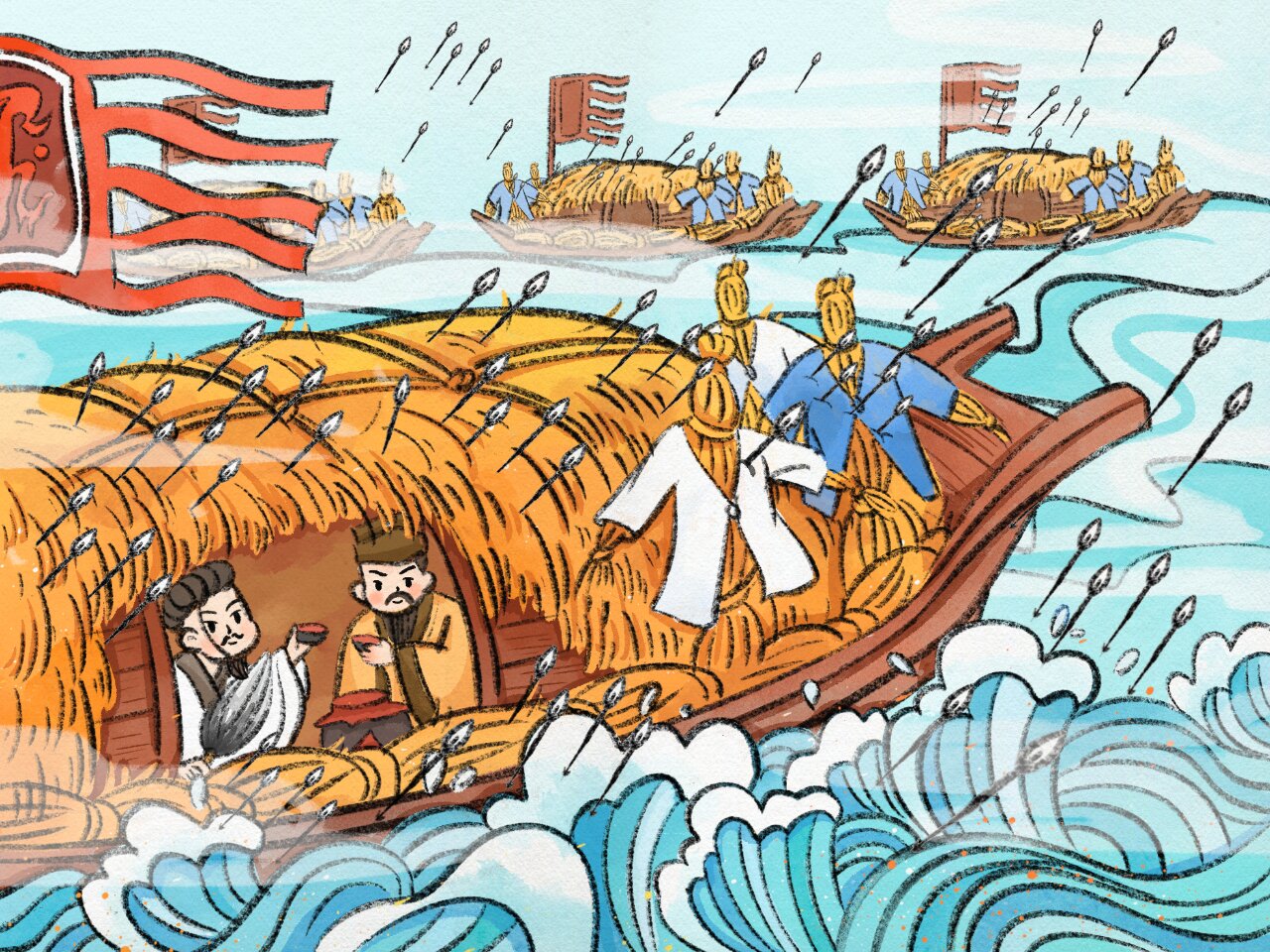 《三国演义》草船借箭·国风插画