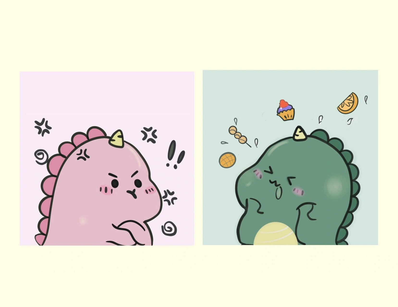 超萌的小恐龙情侣头像#procreate# #卡通头像# #头像# #情侣头像