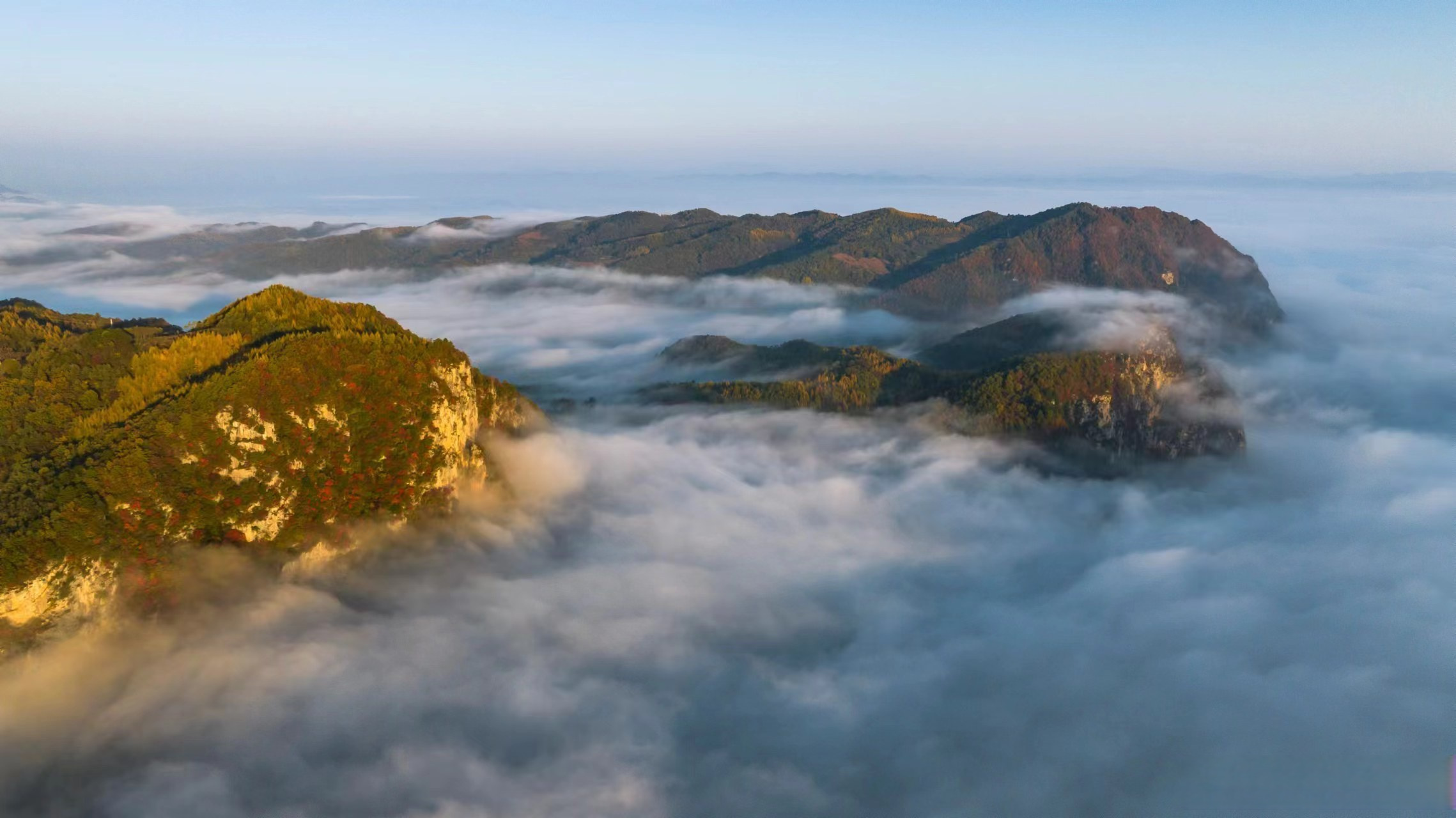 #陇南快讯# 金秋时节,徽县青泥岭频现壮美的云海景观,茫茫云海翻涌在