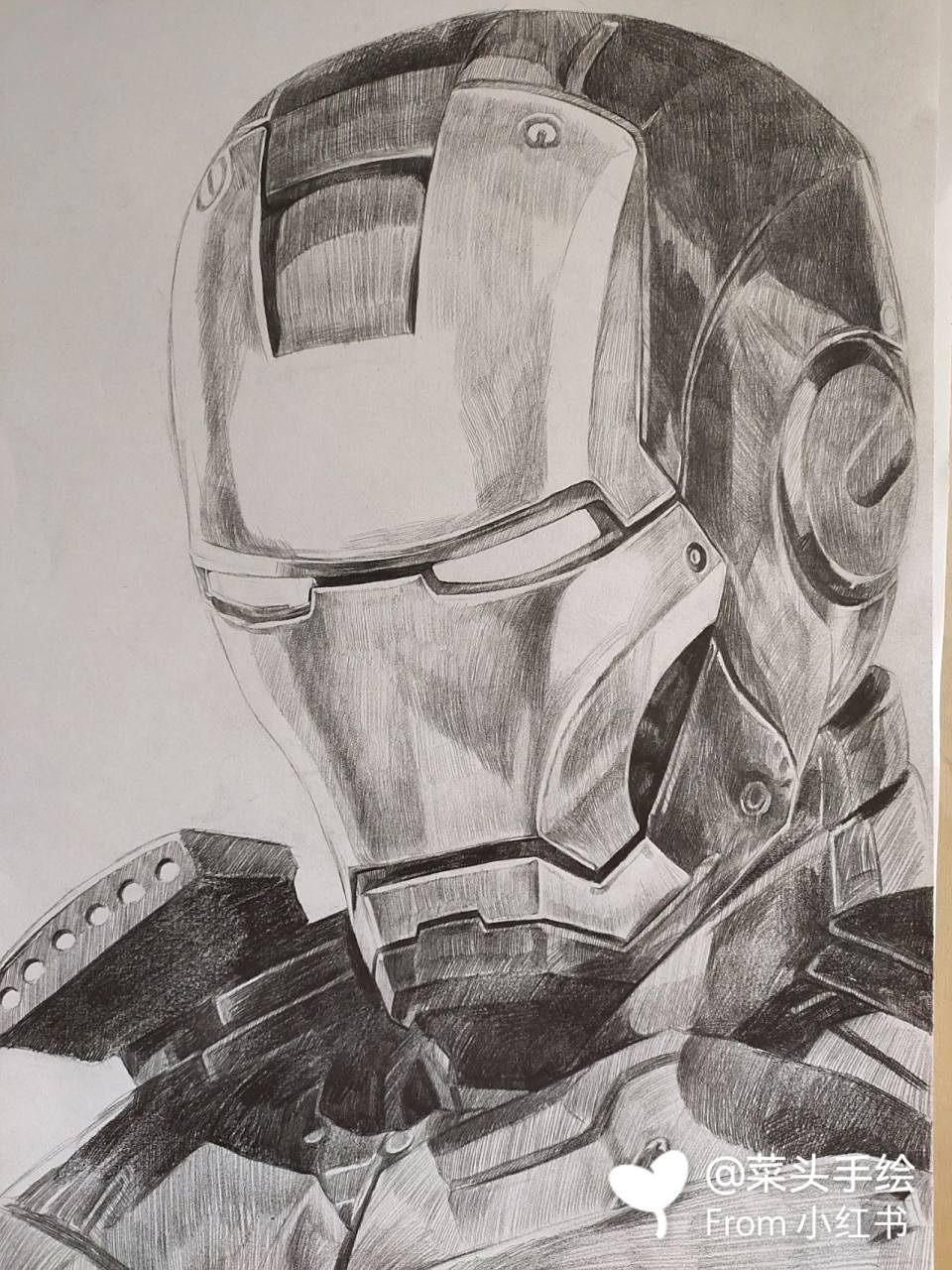 素描手绘|钢铁侠 发一幅之前7315的钢铁侠素描练习 开尺寸 素描