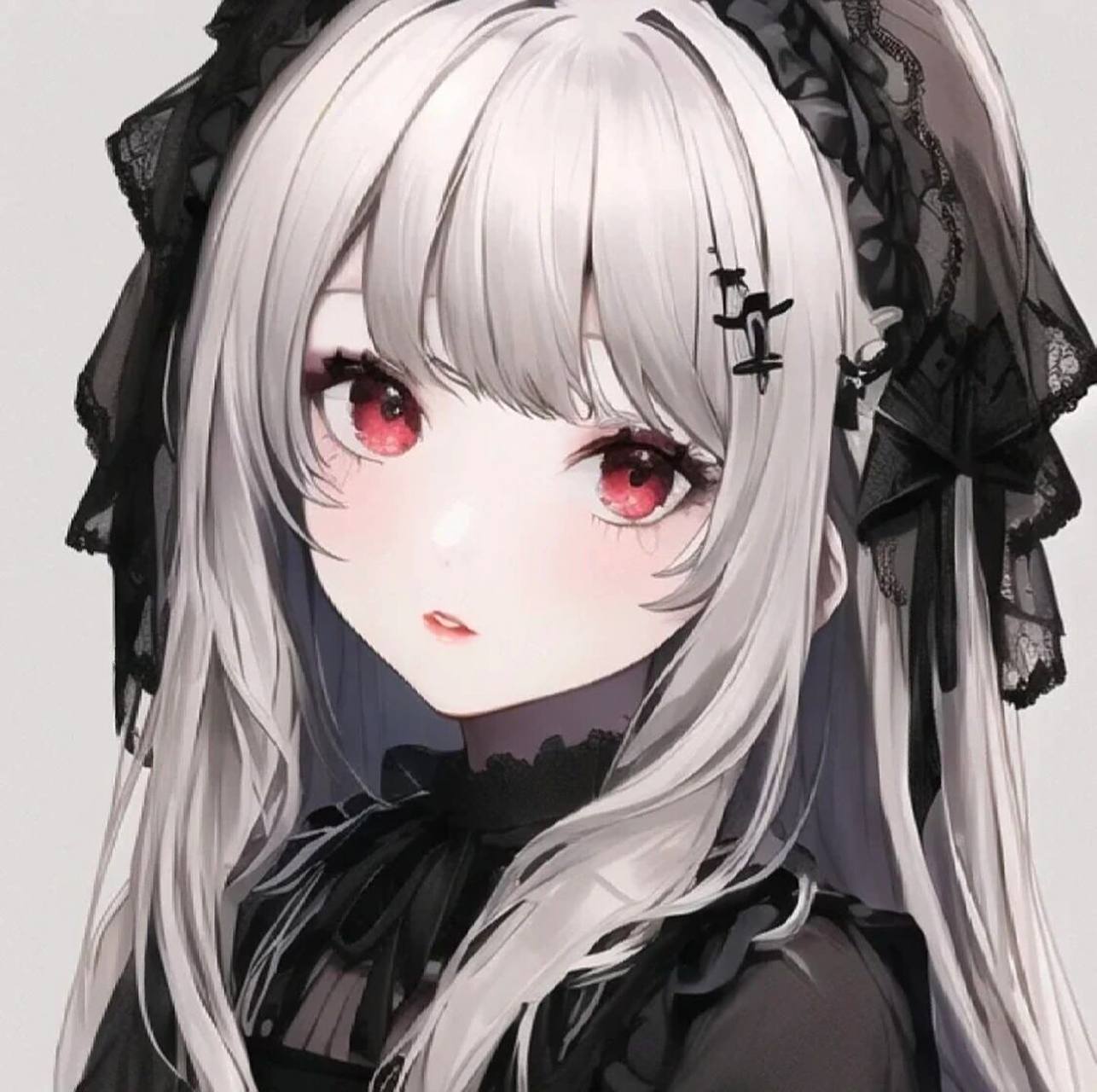 超美的红眼银发暗黑萝莉女仆/动漫女生头像