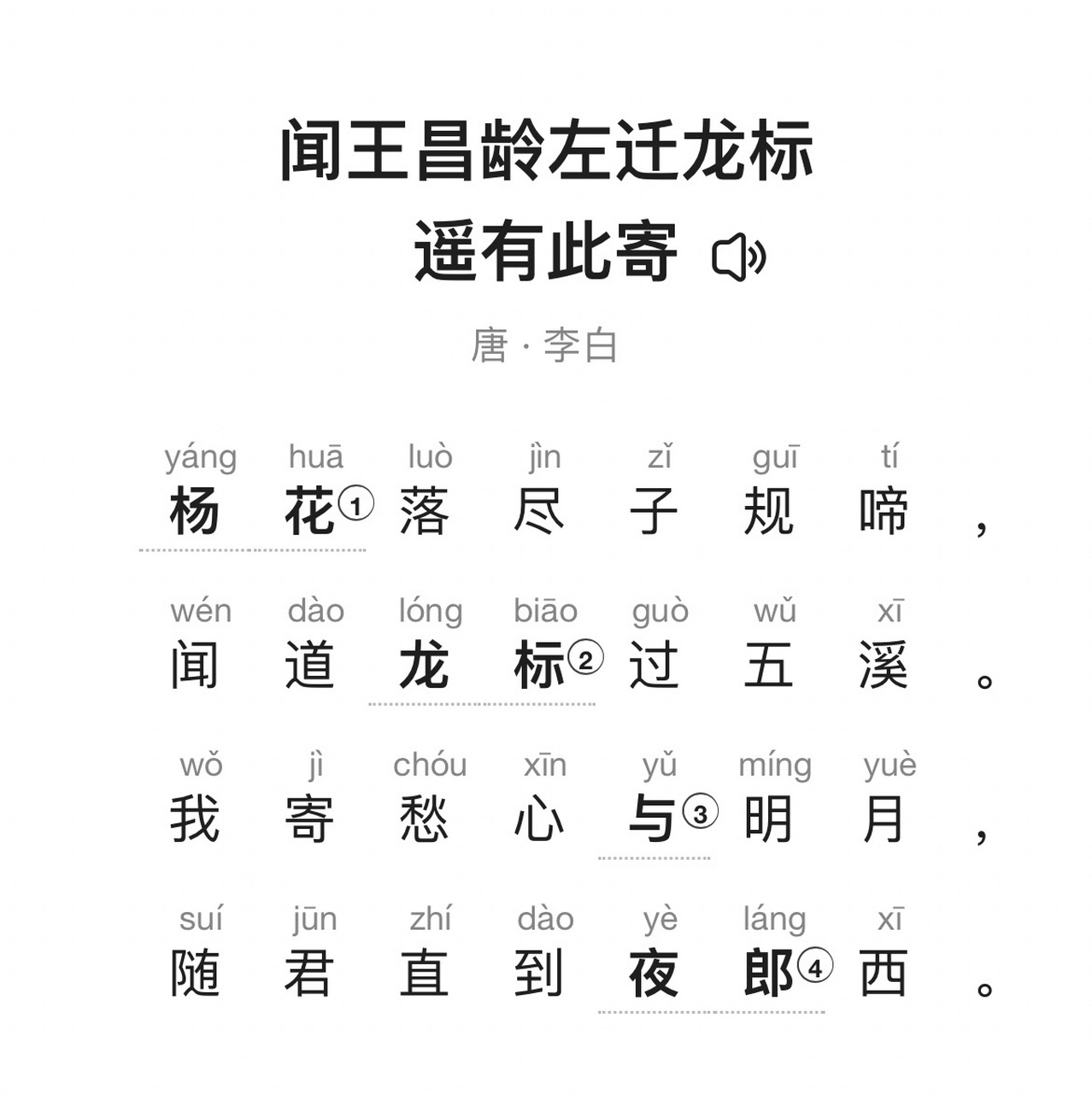 2.20打卡背诵《闻王昌龄左迁龙标遥有此寄》