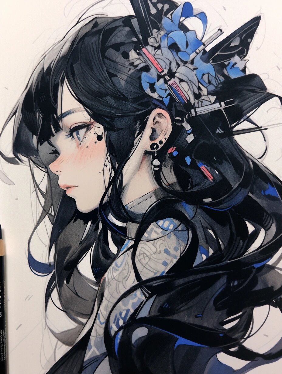 侧脸人物|手绘素材