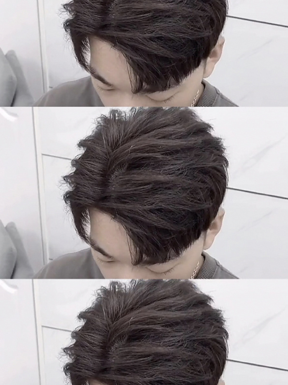 男士百搭发型 气垫三七分 烫型不烫卷 有型好打理 适合脸型:长脸