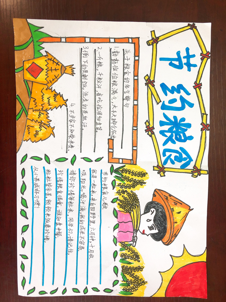 节约粮食手抄报