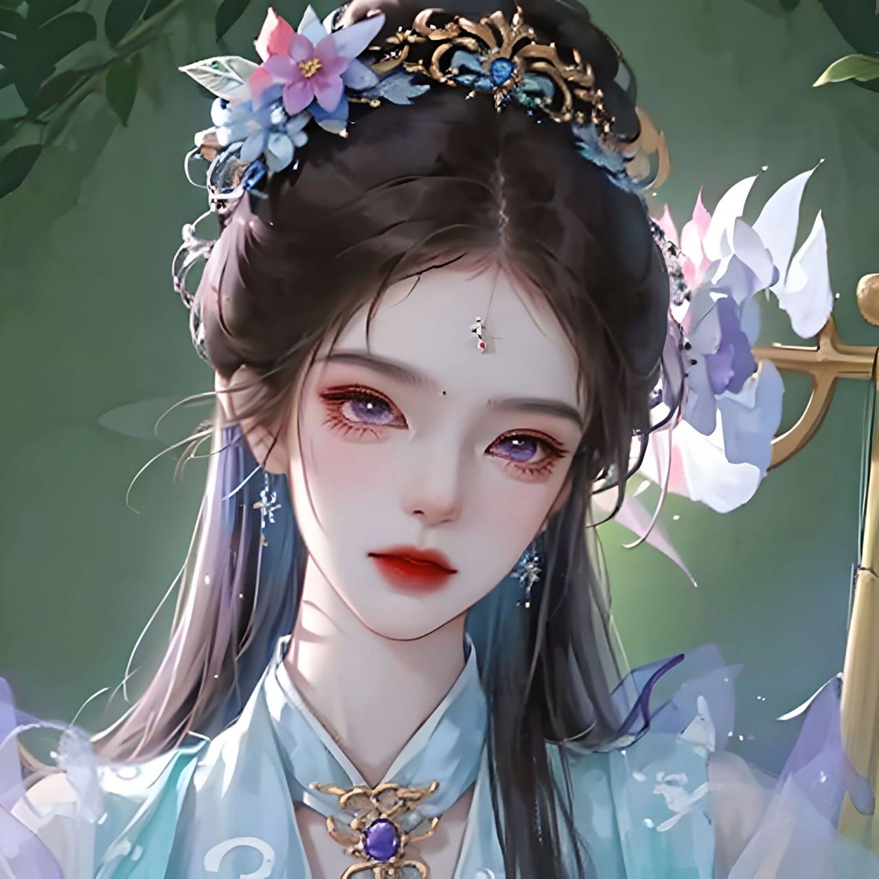 古风少女/紫色系汉服女生头像