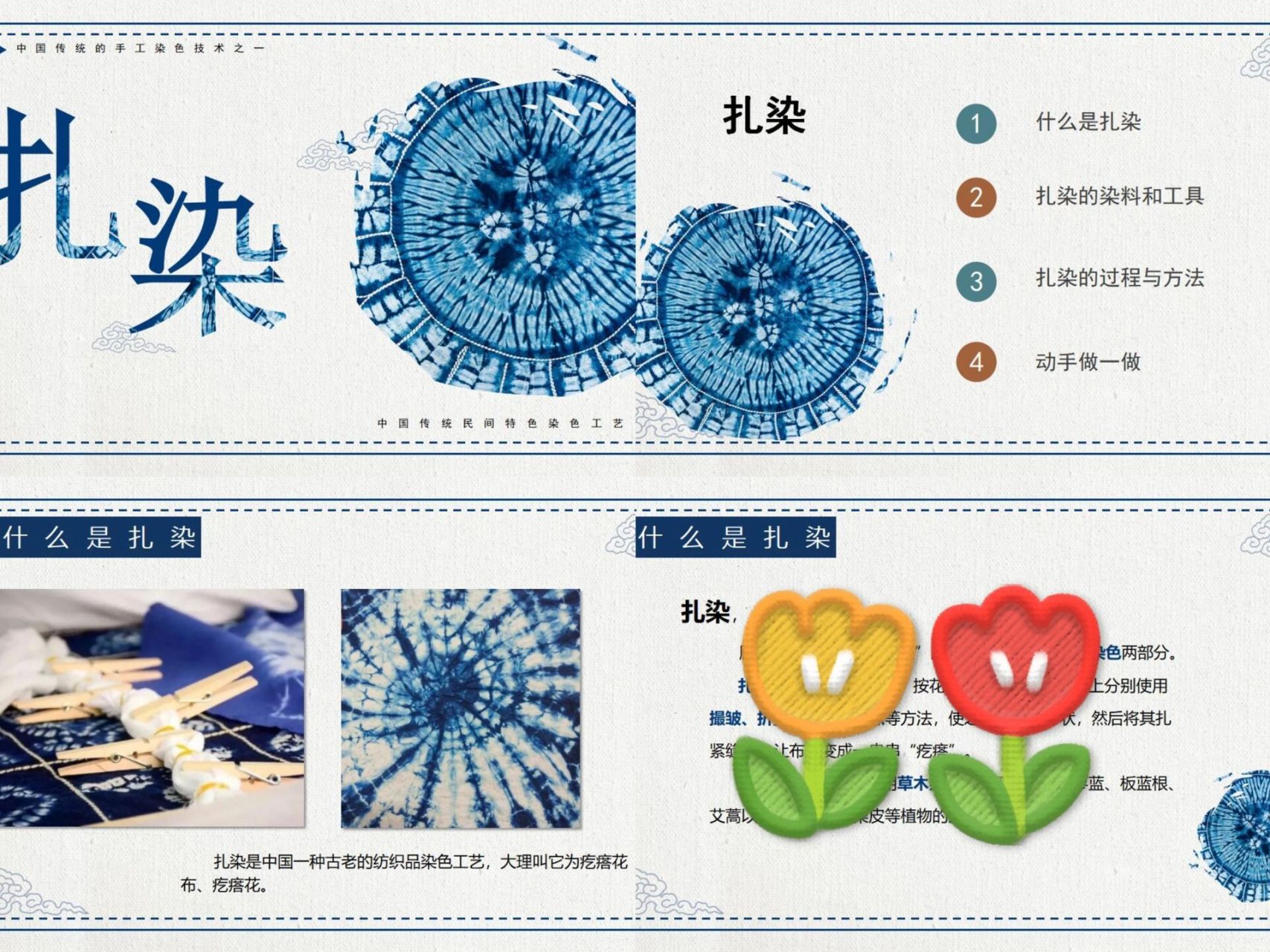 《扎染》课件 共21页,包含两个制作过程视频