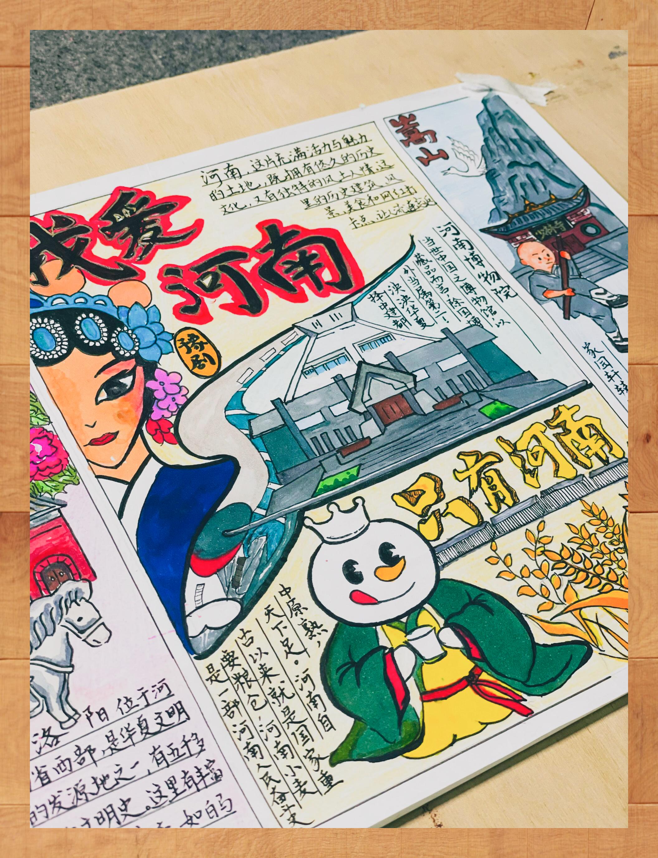 河南多彩元素 汇聚手抄报