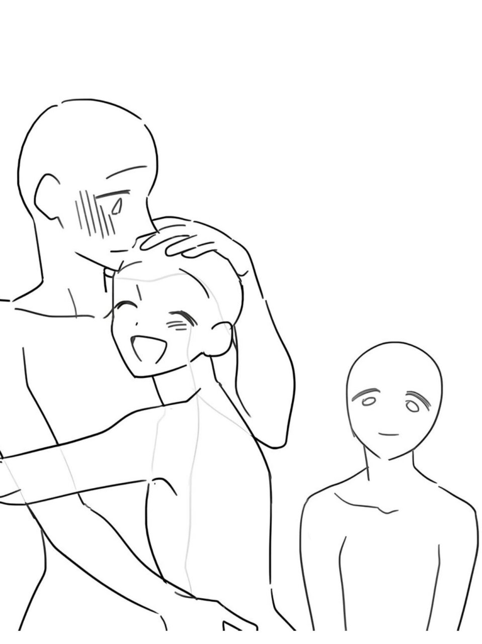 绘画素材|三人行,必有.电灯泡!三人模板