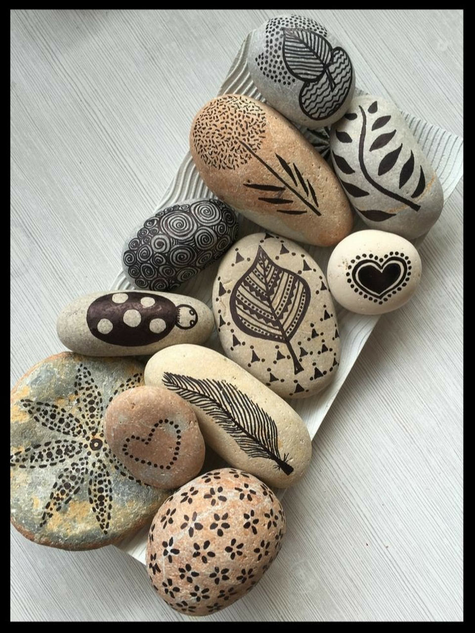 石头画组合 #手绘石头画