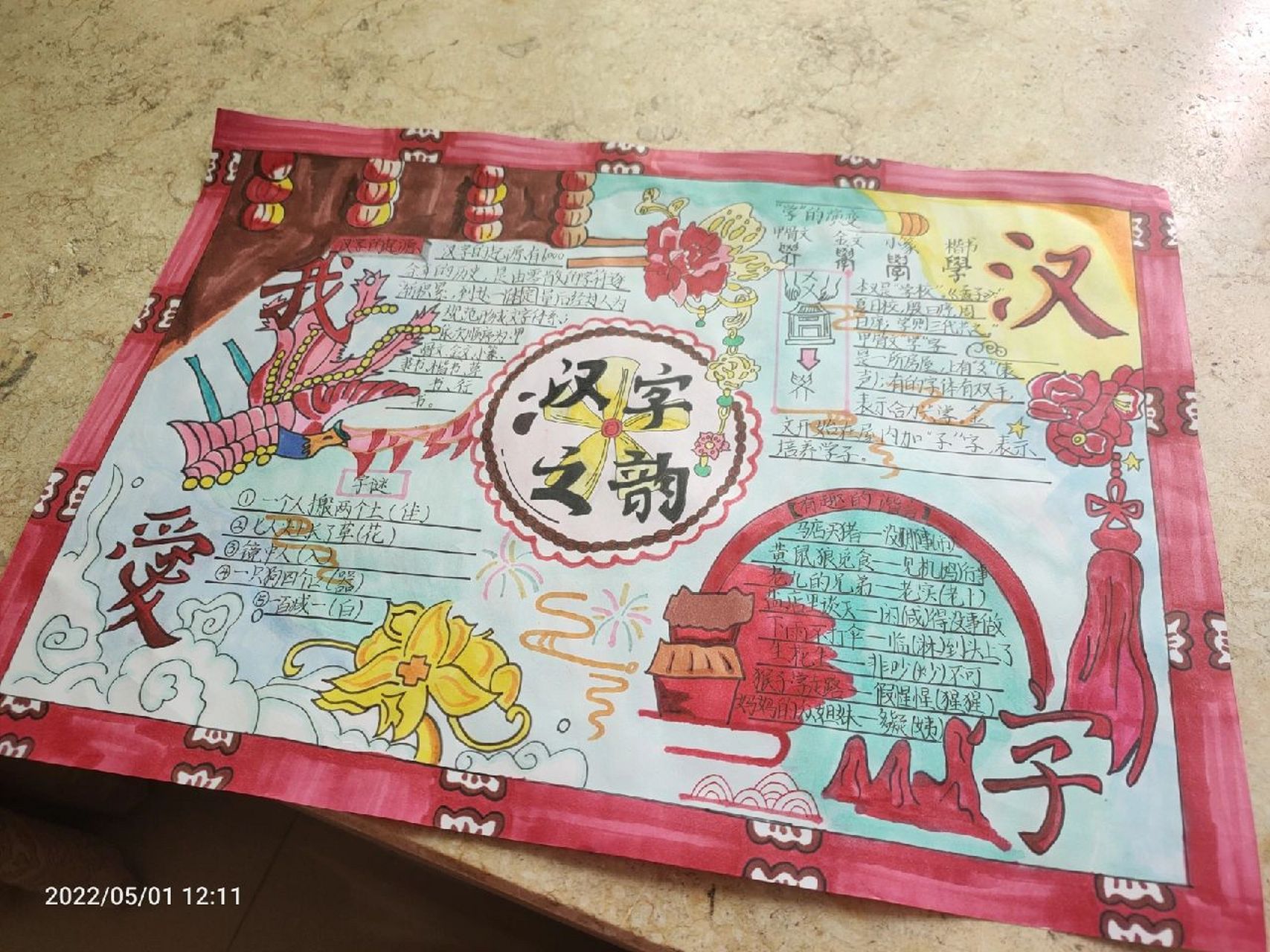 汉字绘画手抄报(不是原创) 不是原创❗ 可临摹♥