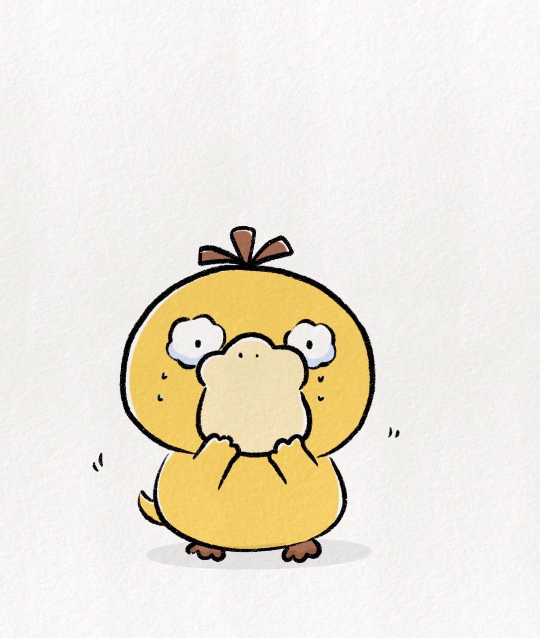 超可爱简笔画教程:一只悲伤的可达鸭92 #画画# #治愈# #简笔画教程