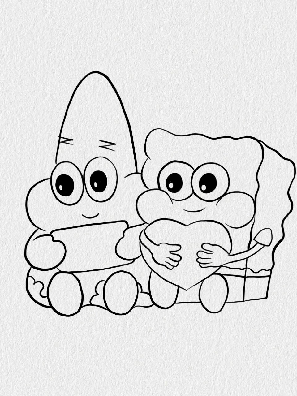 绘画打卡丨派大星和海绵宝宝简笔画绘画过程 #画画的日常# #绘画打卡