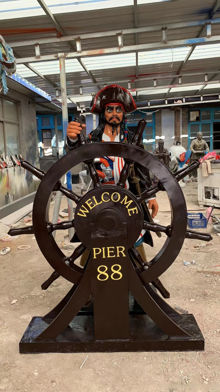 加勒比海盗# #海盗雕塑# 玻璃钢海盗雕塑一直都是展示超凡感染恋哪