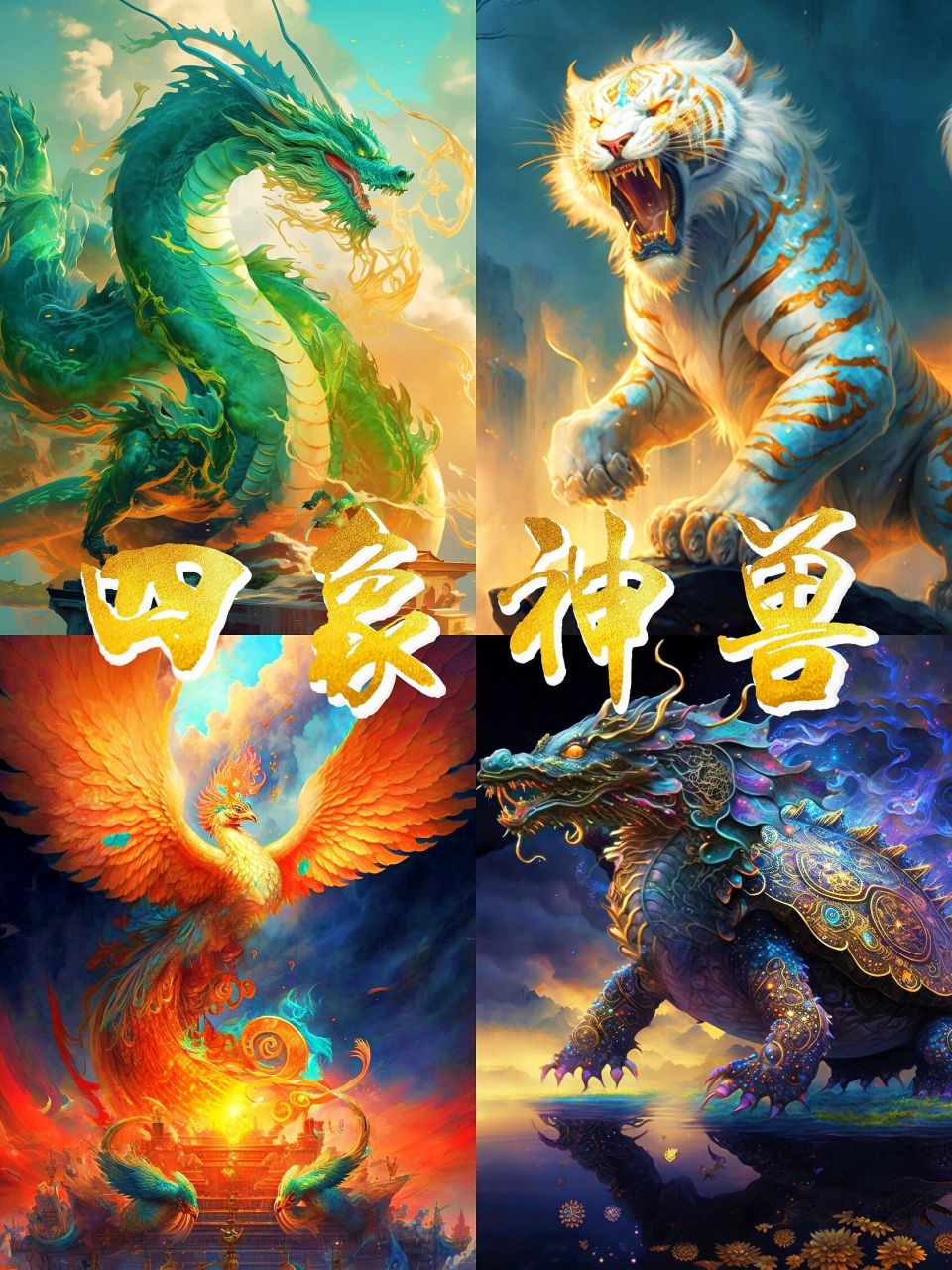 四象神兽,青龙/白虎/朱雀/玄武,霸气来袭 苍龙,白虎,朱雀,玄武,天之
