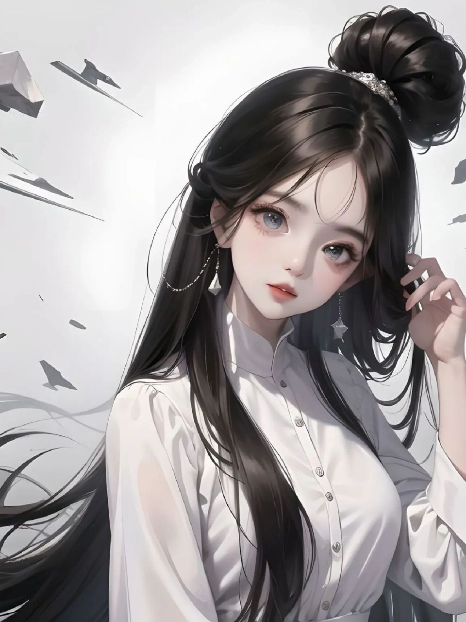 黑发少女古风图片