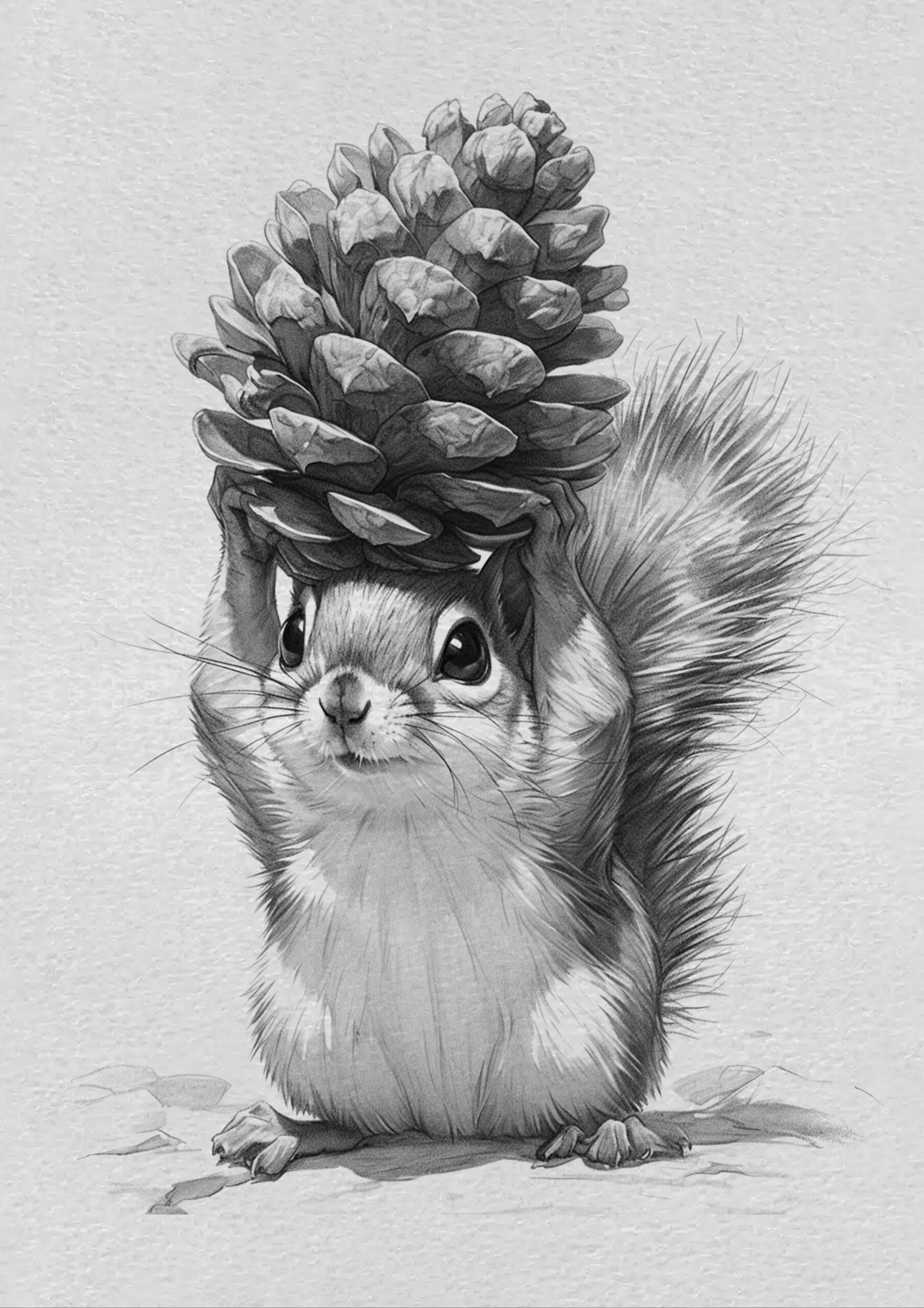 ai小松鼠和巨大松果