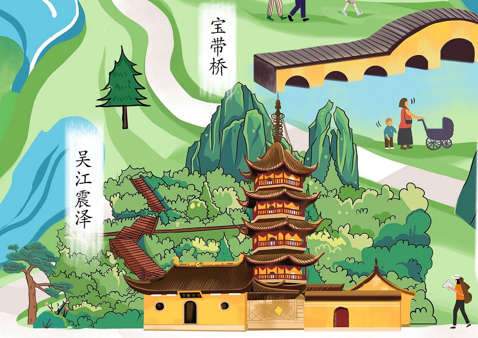 商业插画|苏州手绘地图