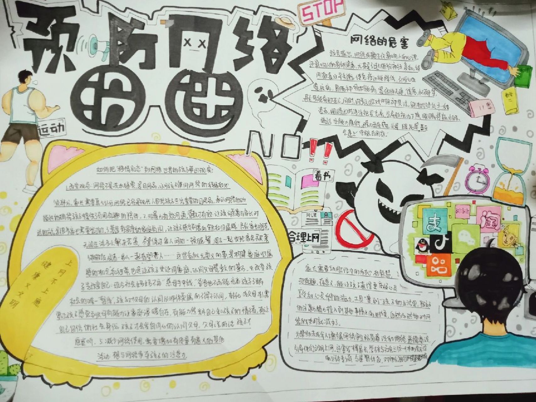 预防网络沉迷手抄报   家人们支持一下孩子吧 用发财的小手点个赞再走