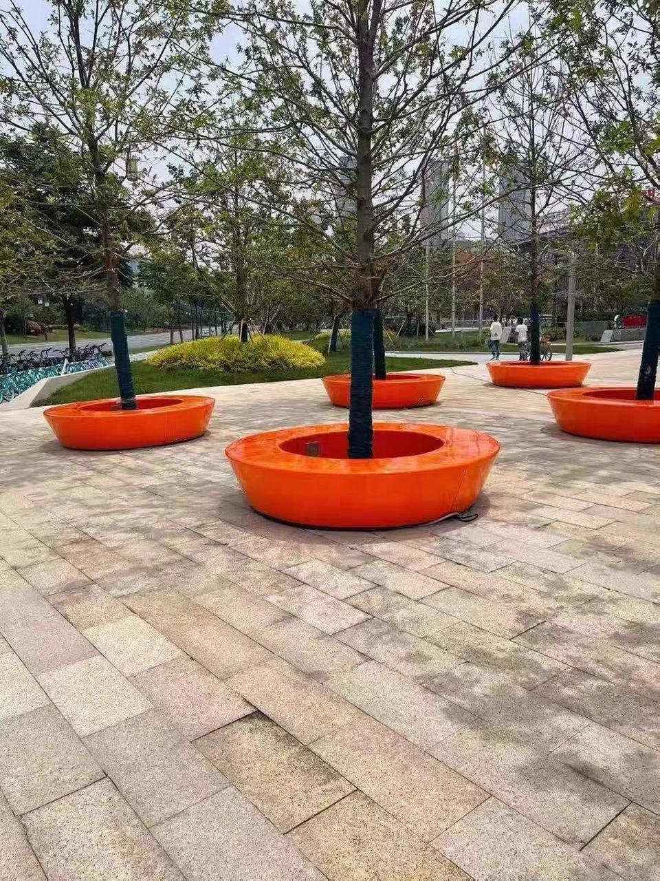 玻璃钢树池座椅户外园林景观公园公共休闲椅小区长条围树异形坐凳玻璃