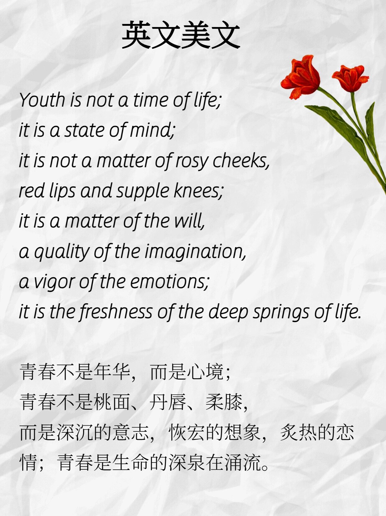 每天一篇英文美文 | 青春 youth