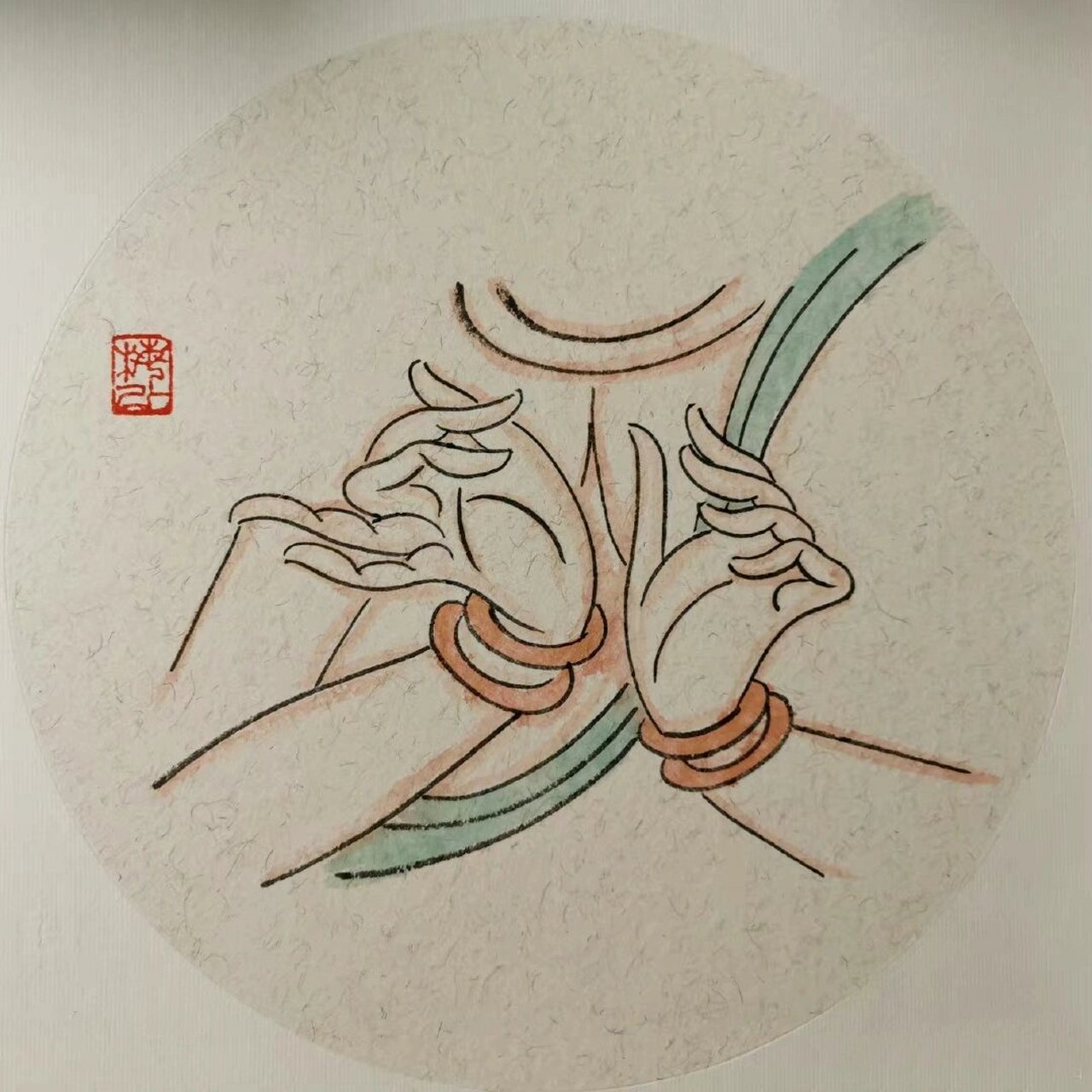 敦煌壁画中地飞天,菩萨,佛像通过手的姿态传情达意,表达了神的形象,神