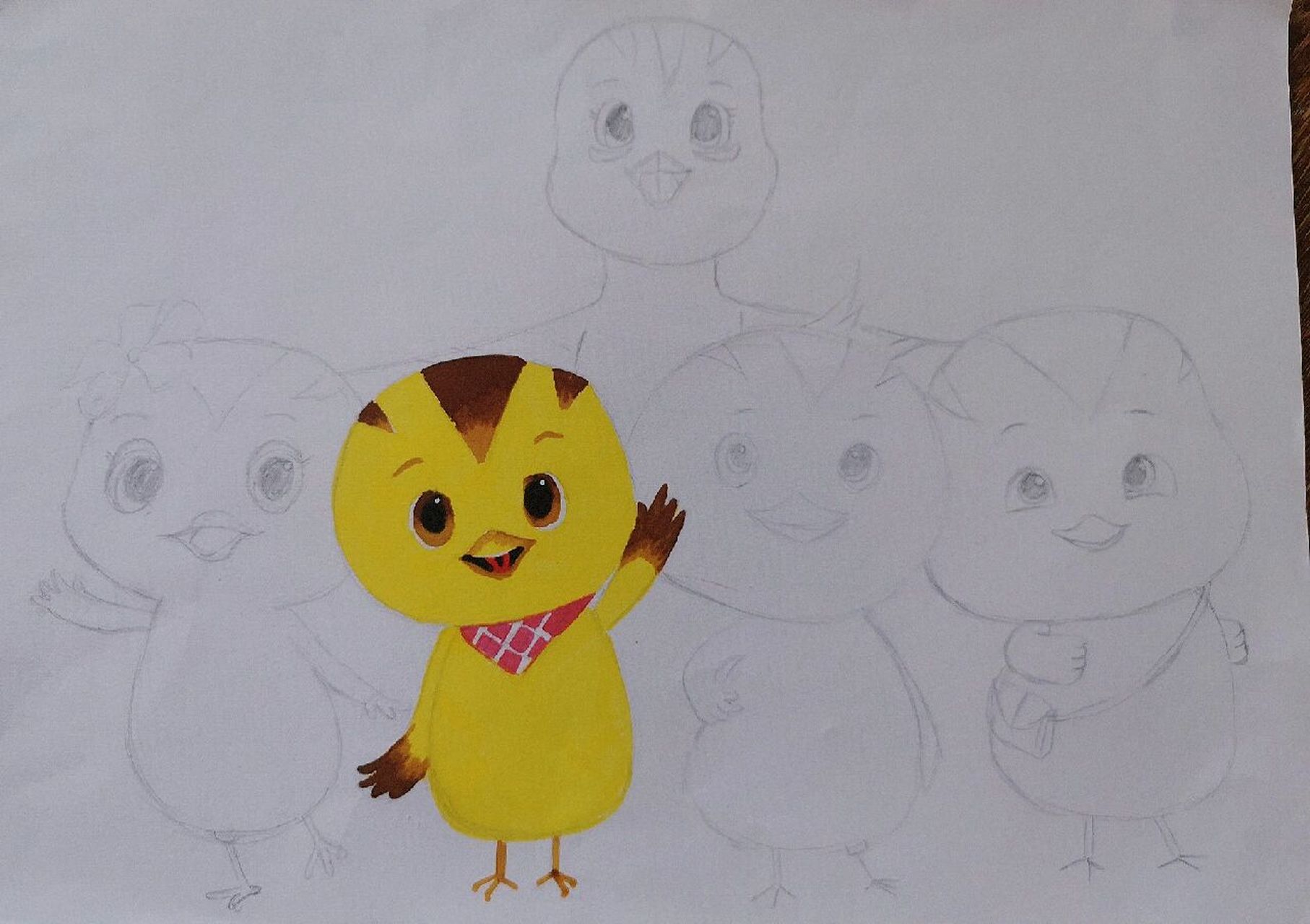 萌鸡小队水彩笔画(步骤) 最近迷恋上了《萌鸡小队》动画片,宝贝喜欢的