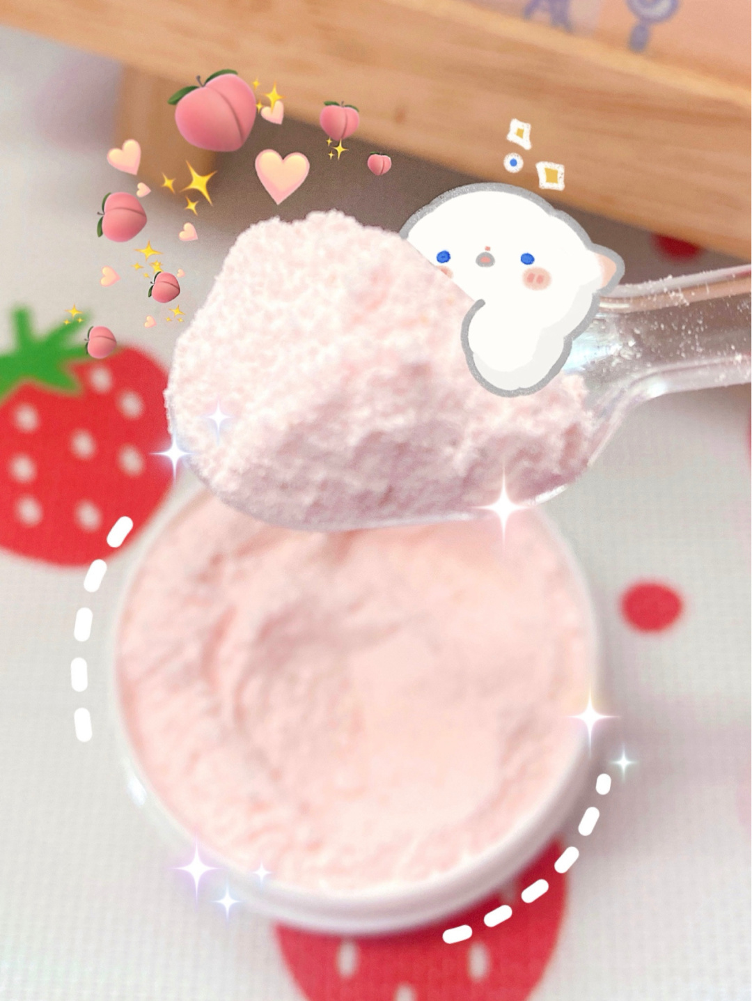 谁能想到这么好康的桃子绵绵冰 它居然是牙粉哇!