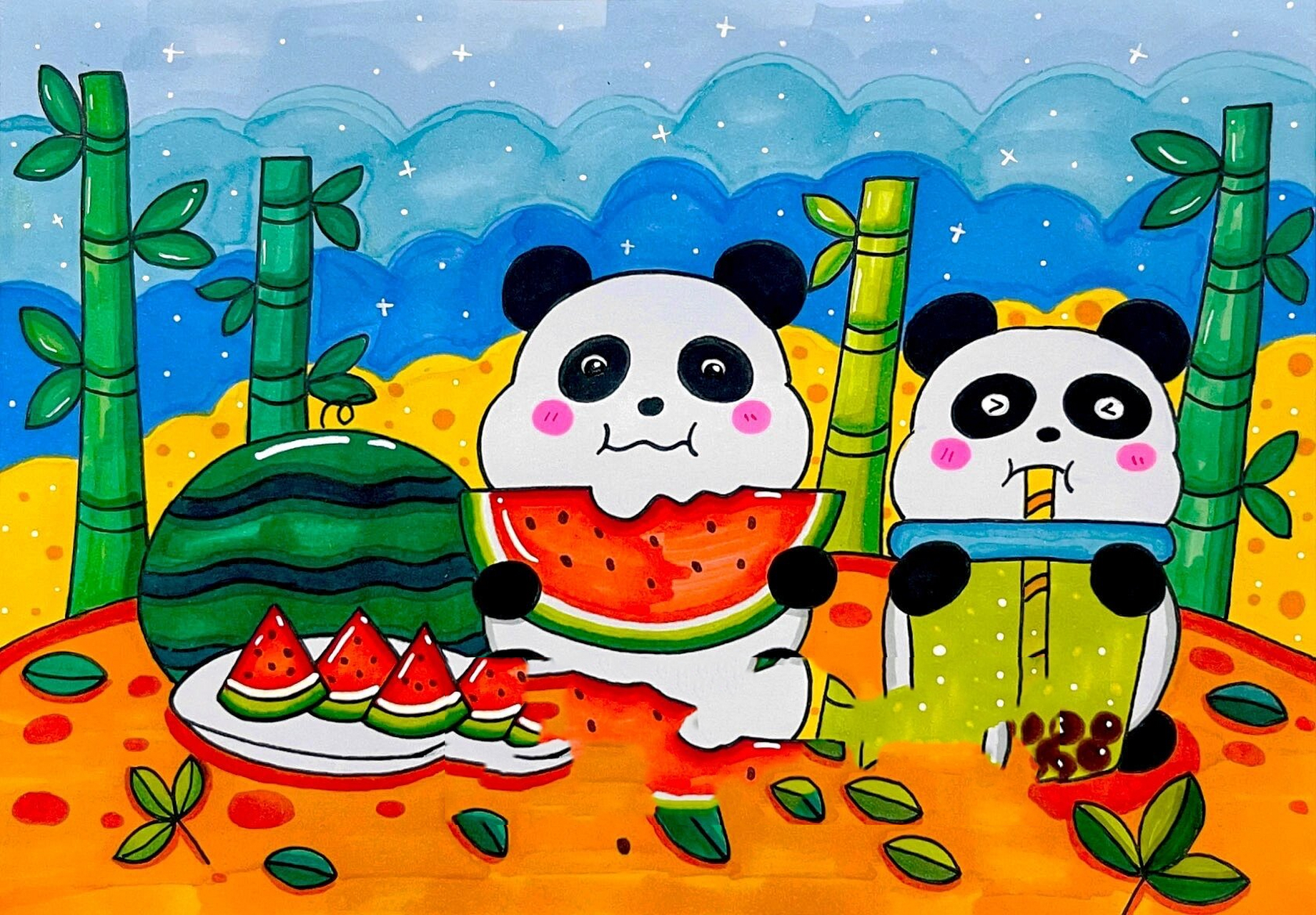 原创 创意儿童画|熊猫94 01所有图可临摹 勿商用 感谢配合 .