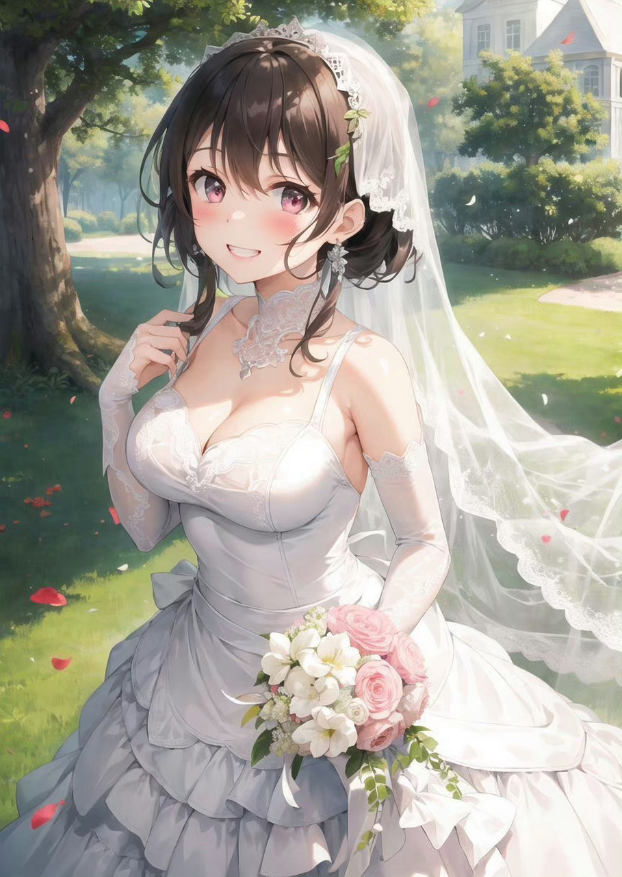 动漫美图#手捧鲜花的新娘