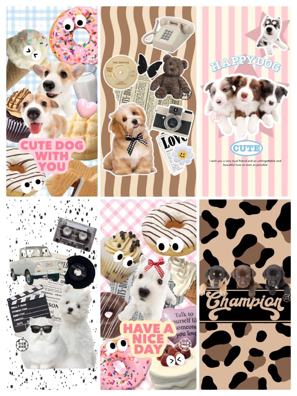 原创壁纸|ins风可爱狗狗拼接壁纸 96原创壁纸921