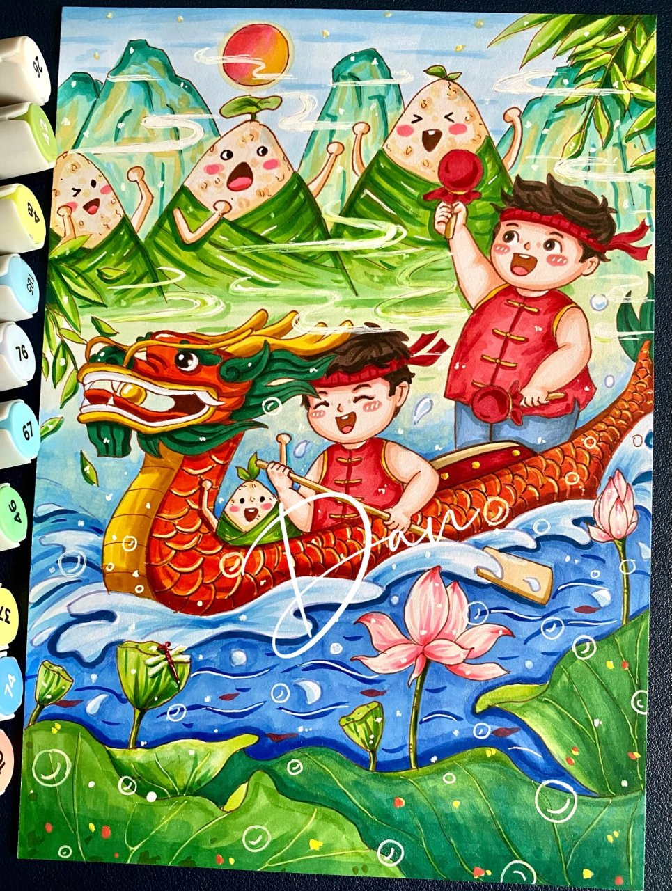 🌈马克笔手绘|端午节|赛龙舟 端午节,又称端阳节,龙舟节,重午节,重