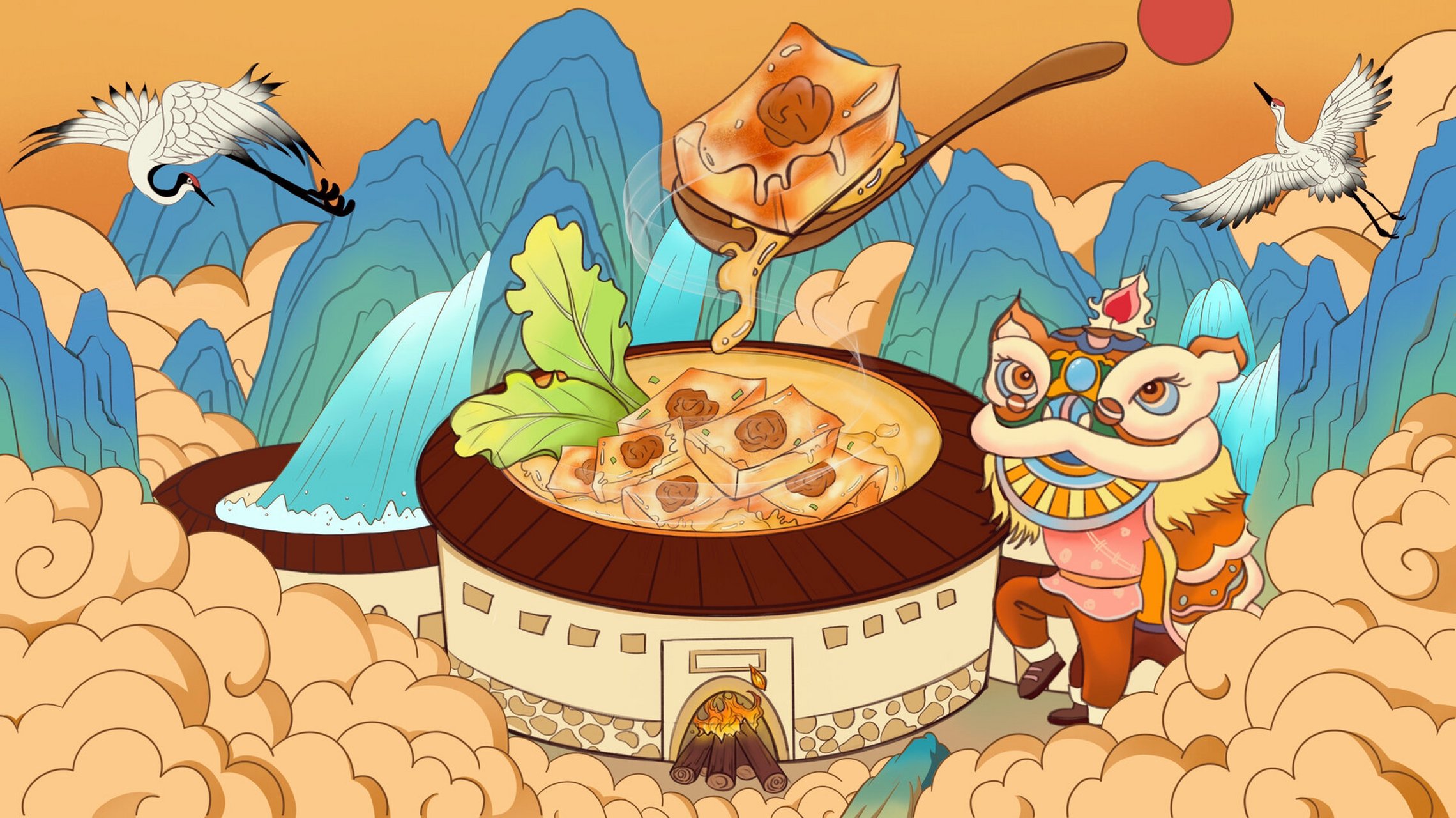 《食味客家》记录客家美食 商业插画    	 素材来源网络 试了两张不同